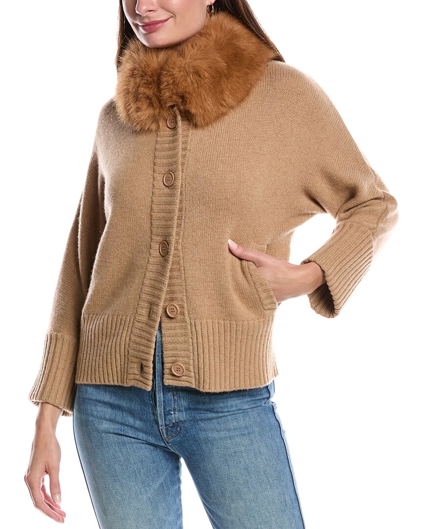 Forte Cashmere Collared Wool & Cashmere-blend Cardigan In Brown