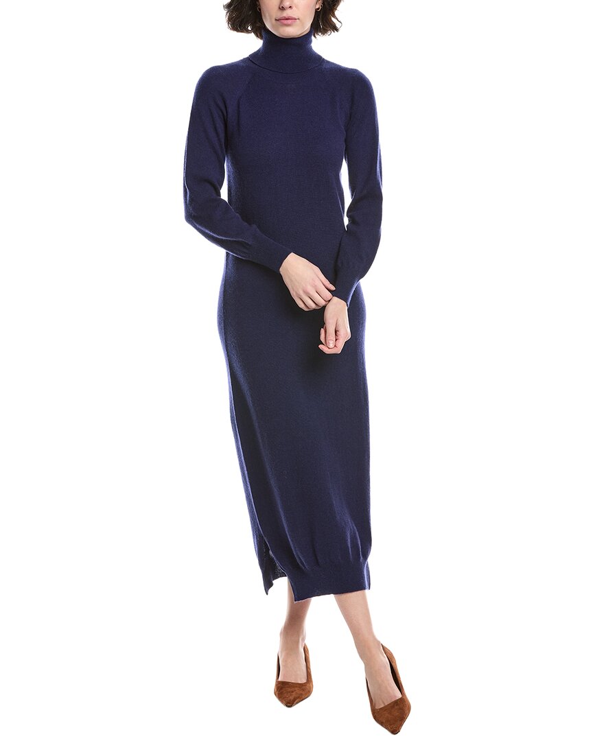 Brodie Cashmere Turtleneck Wool & Cashmere-blend Sweaterdress In Blue