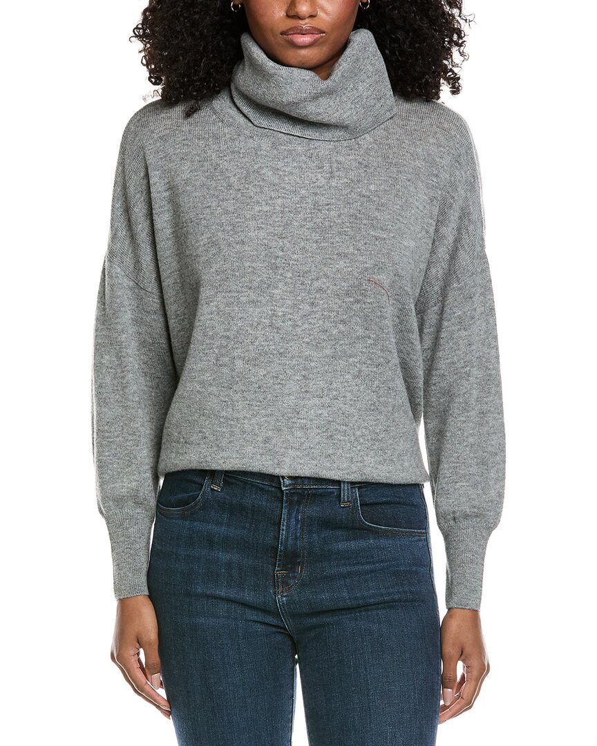 Brodie Cashmere Textured Roll Neck Wool & Cashmere-blend Sweater In Gray