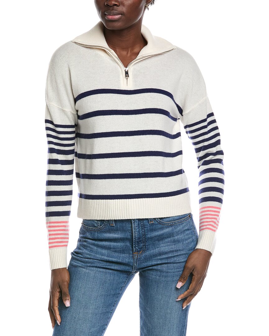 Brodie Cashmere 1/4-zip Wool & Cashmere-blend Polo Sweater In White