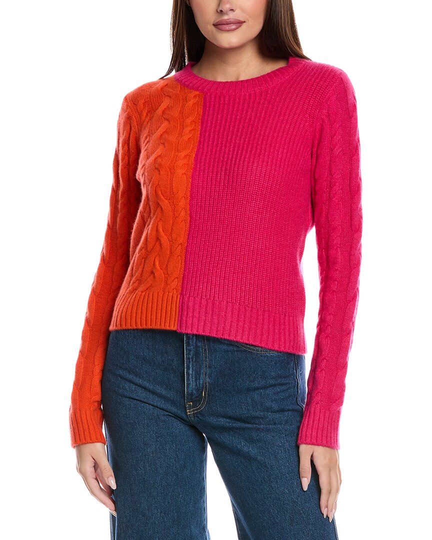 &isla Scarlett Patchwork Cable Cashmere Sweater In Pink