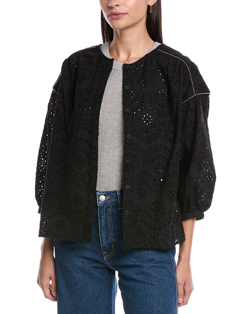 Rebecca Minkoff Jane Eyelet Blouse In Black