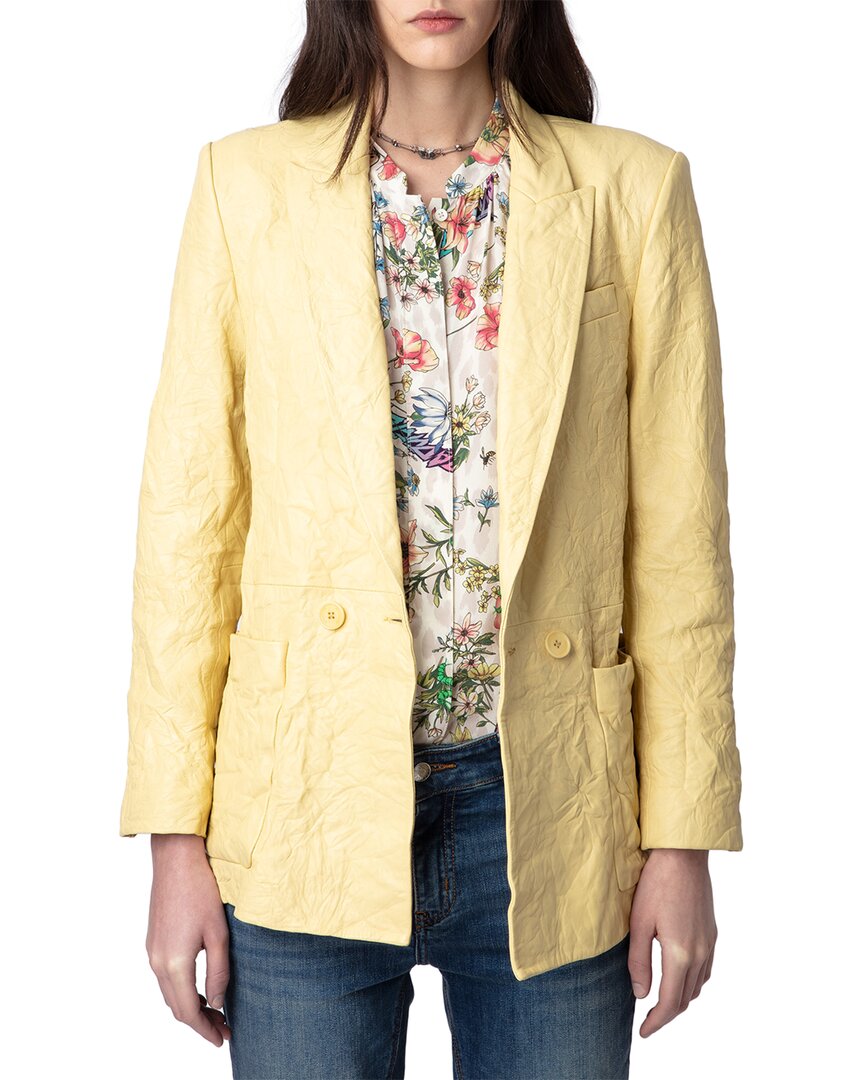 Zadig & Voltaire Visko Cuir Froisse Leather Blazer
