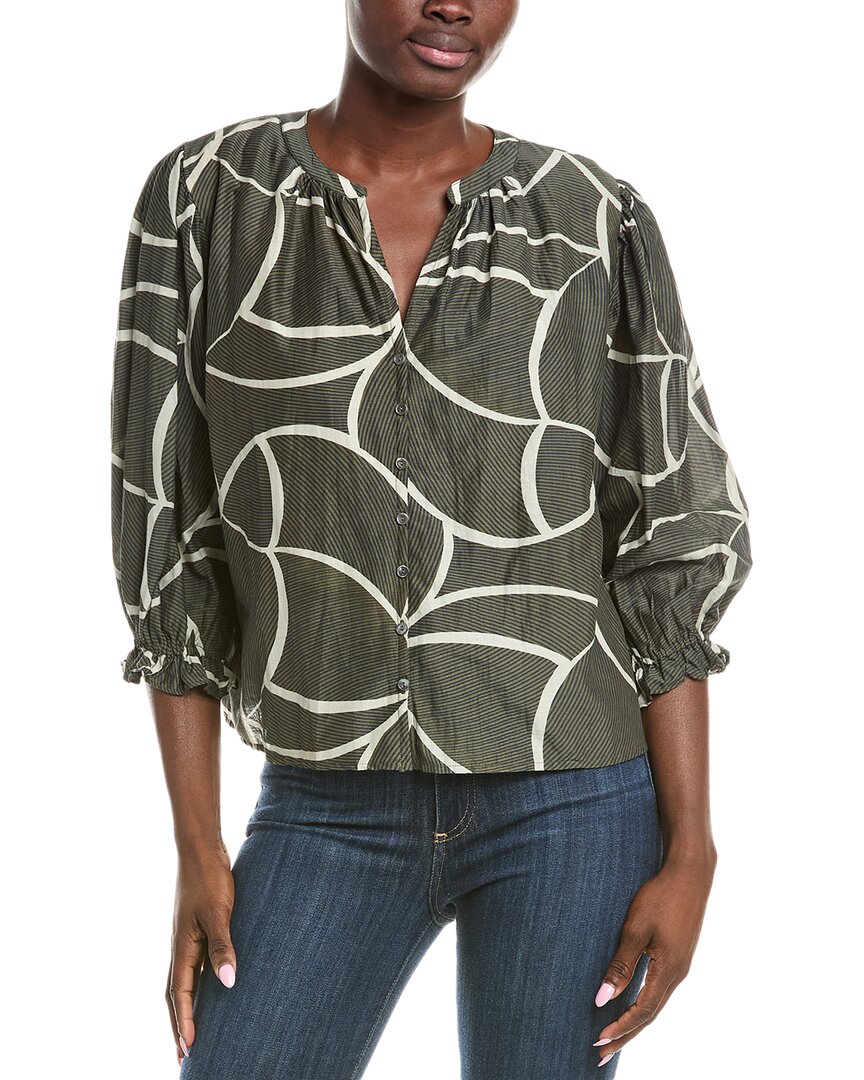 Velvet By Graham & Spencer Silk-blend Top In Green
