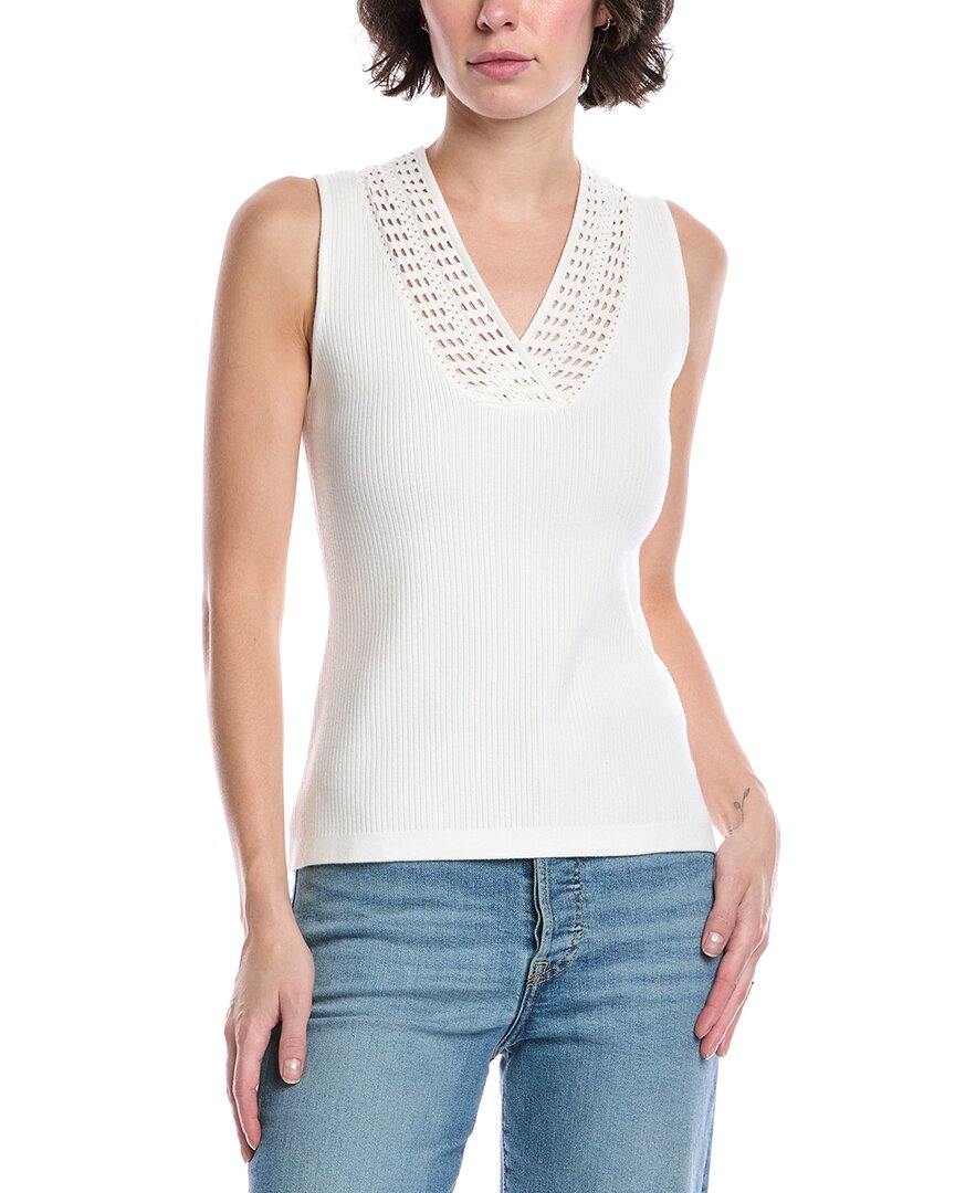 Fate Sleeveless Sweater Top In White In White