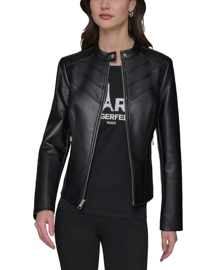Karl Lagerfeld Chevron Zip Front Jacket
