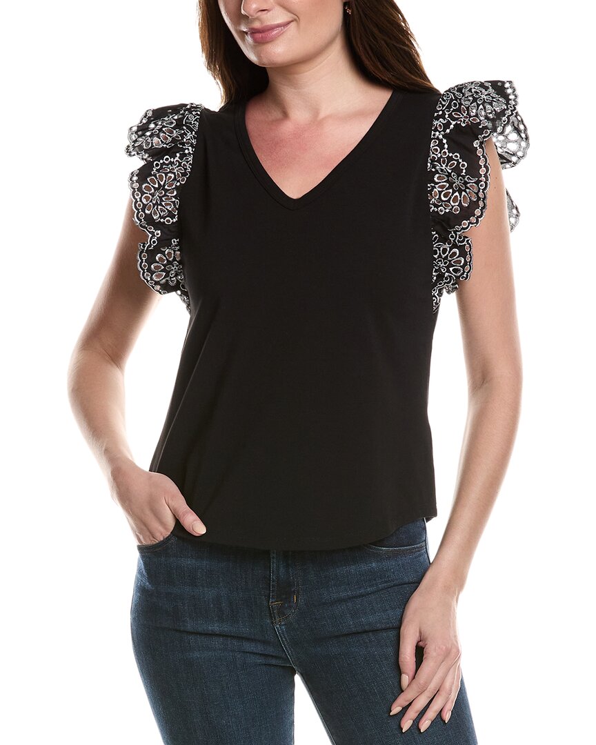 Tyler Boe Erin Eyelet Top In Black