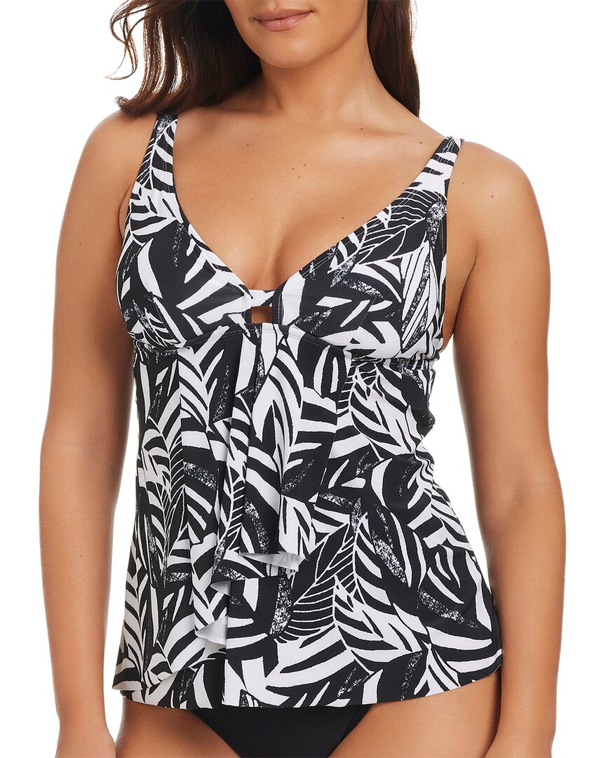 Beyond Control Swimwear Sharp Observations Cascade Tankini In Black / White