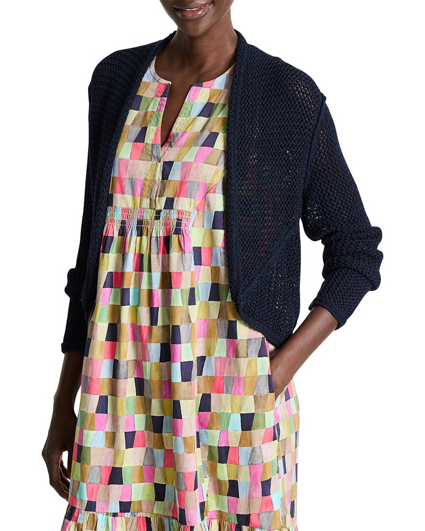 Nic + Zoe Nic+zoe Open Stitch Cocoon Cardigan In Blue