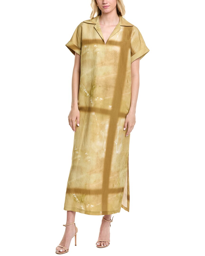 Lafayette 148 Silk & Linen-blend Popover Dress In Brown