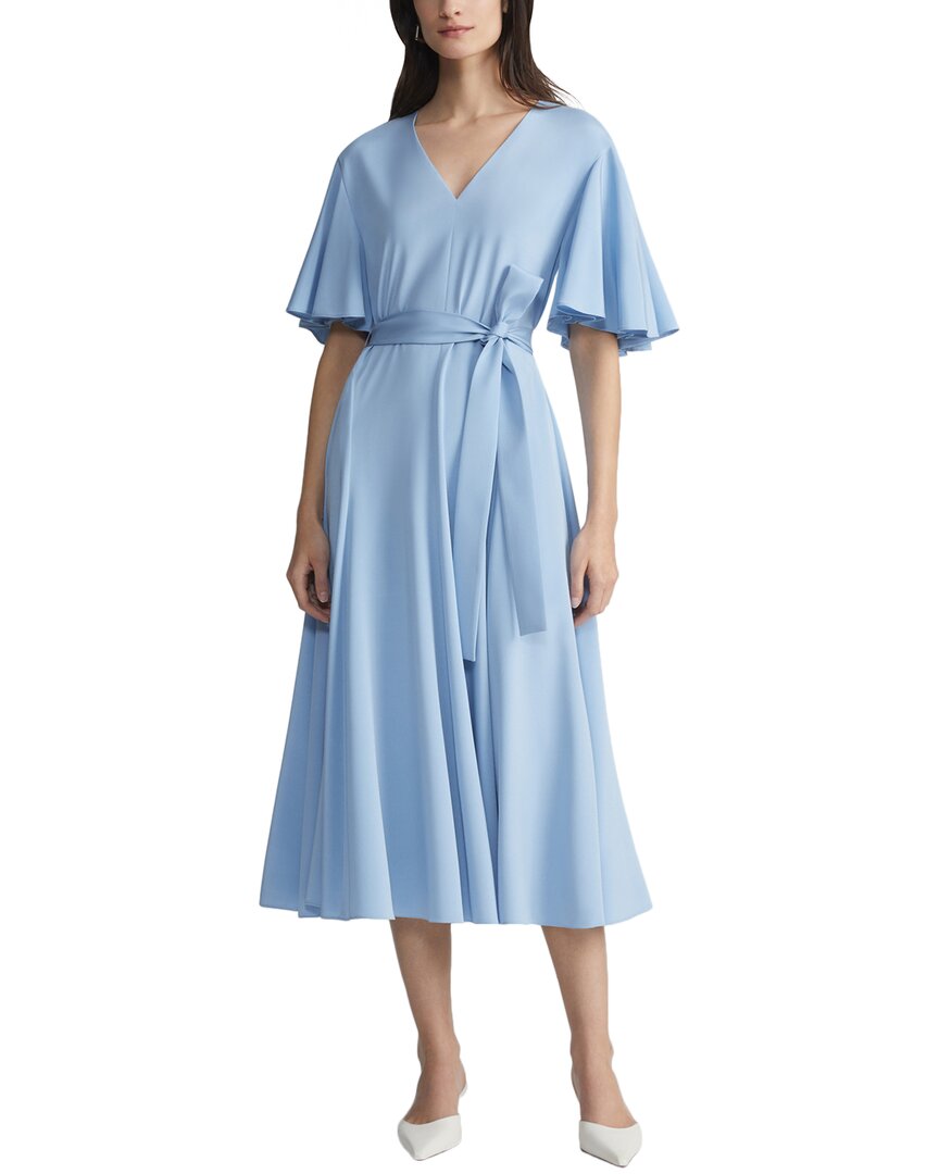 Lafayette 148 New York Plus Belted Flounced Sleeve Silk-blend Dress