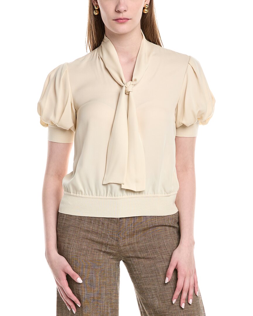 Lafayette 148 New York Blouson Bow Silk Blouse