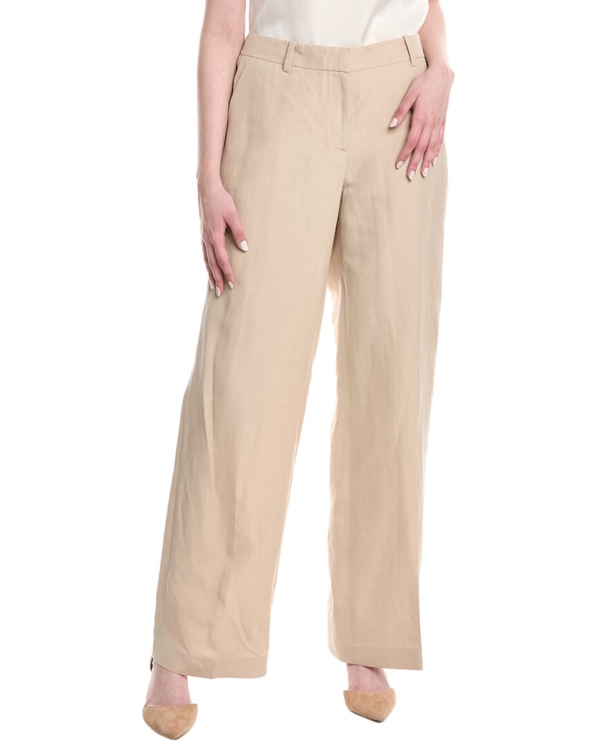 Lafayette 148 New York Gates Silk & Linen-blend Full Leg Pant In Neutral