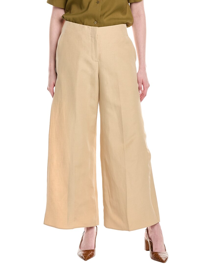 Lafayette 148 New York Franklin Silk & Linen-blend Wide Leg Ankle Pant In Neutral