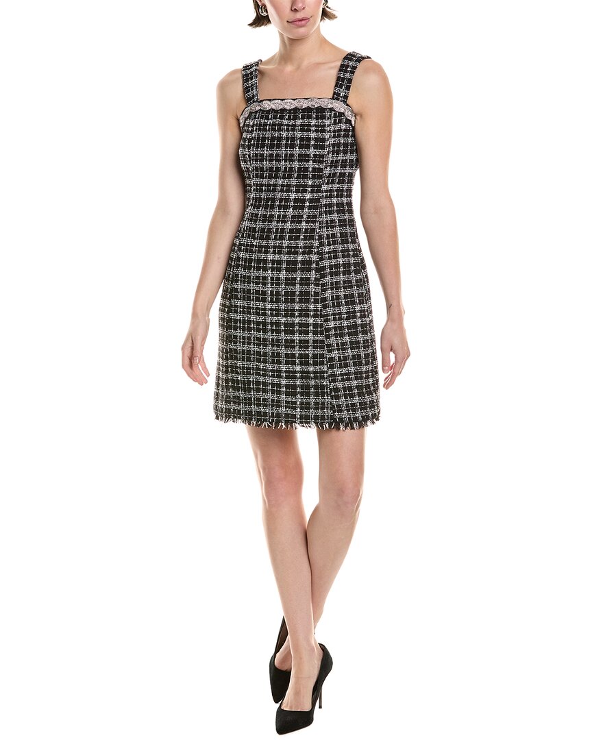 Tahari Asl Embellished Neckline Tweed Mini Dress