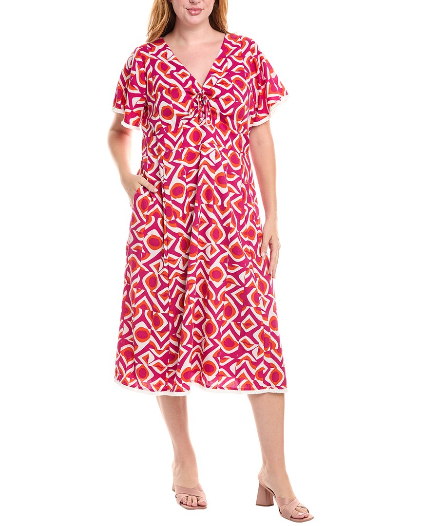 Tahari Asl Plus Cinched Bodice Midi Dress In Multi