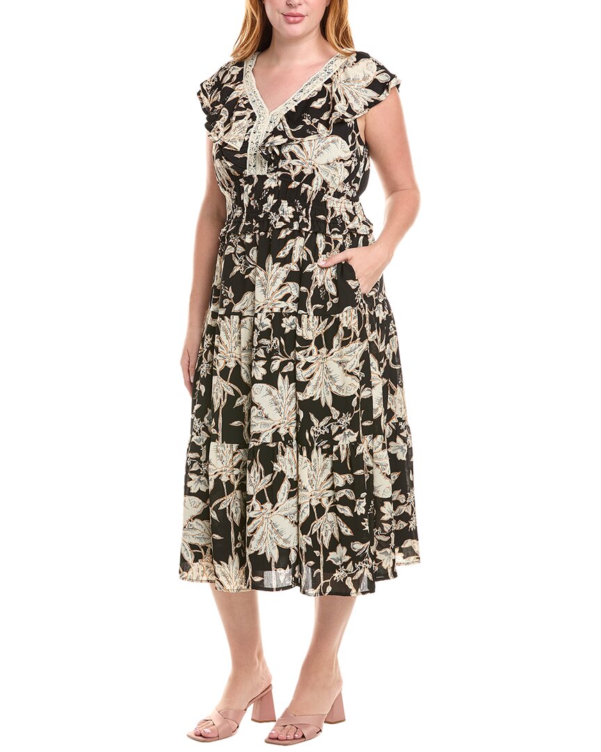 Tahari Asl Plus Tiered Midi Dress In Multi