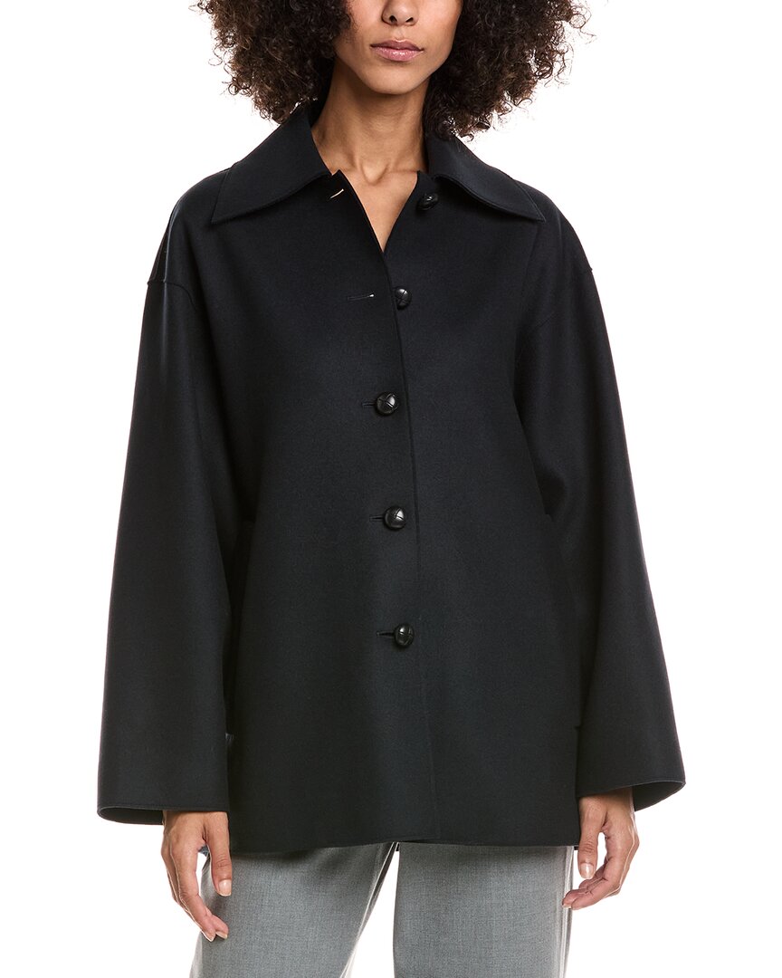 Lafayette 148 New York Swing Wool-blend Coat In Blue