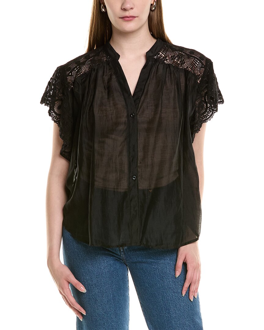 See U Soon Linen-blend V Neck Top