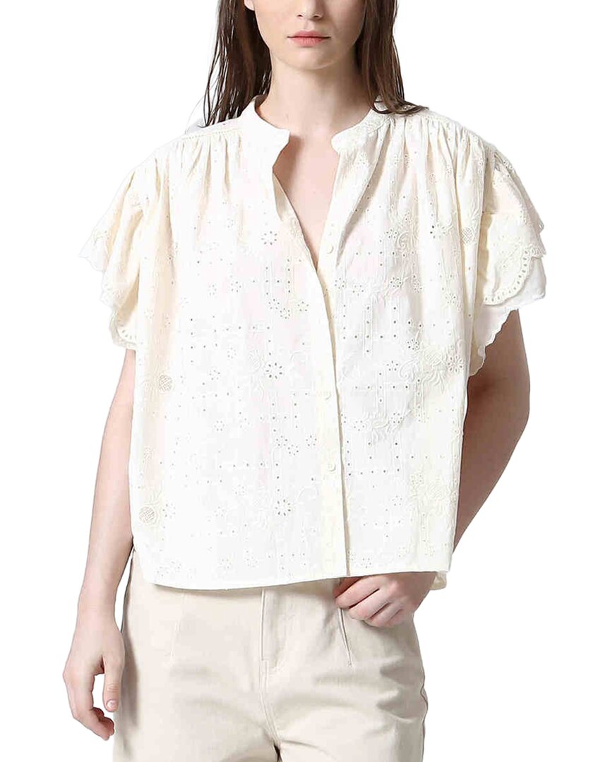 See U Soon Ruffle Sleeve Collared Blouse In White
