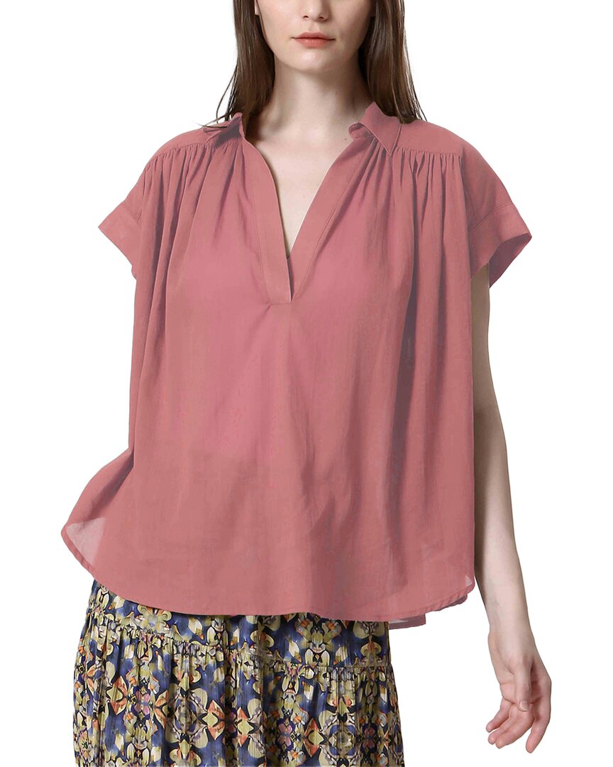 See U Soon Placket Drapey Top In Pink