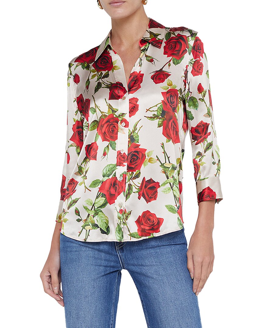 L AGENCE L'AGENCE DANI 3/4 SLEEVE SILK BLOUSE 