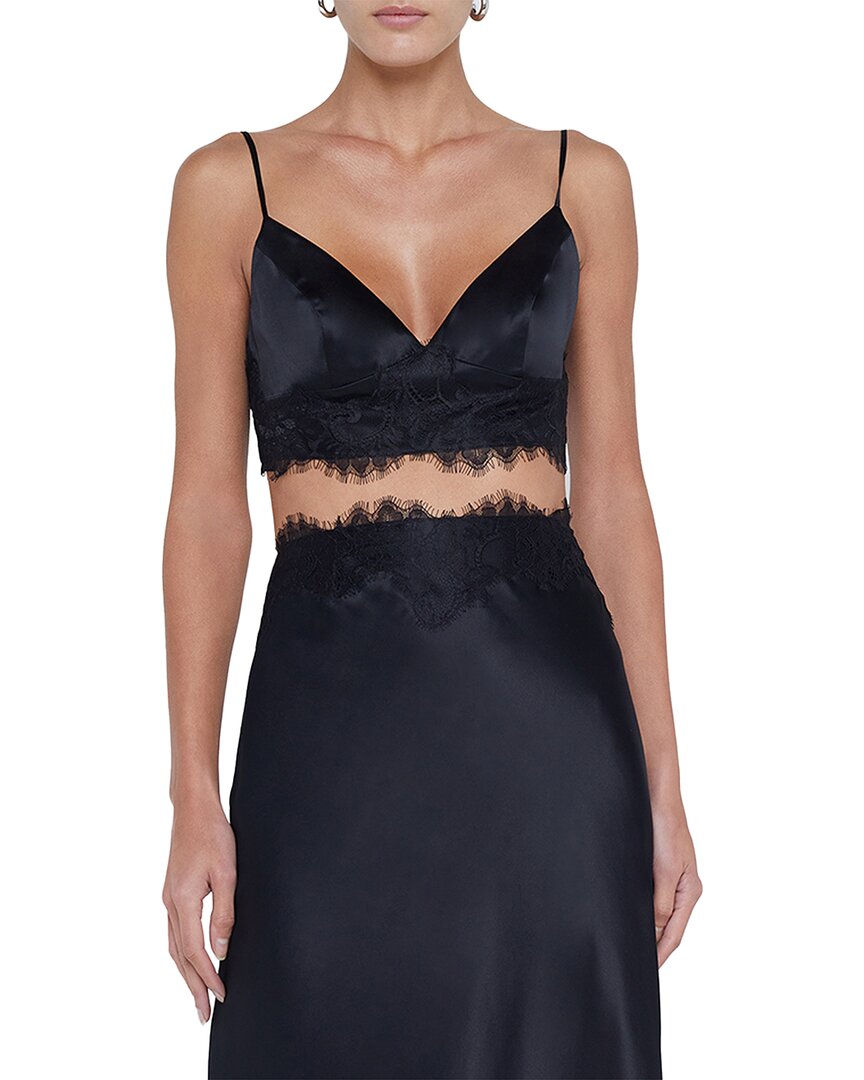 L Agence L'agence Kelvis Lace Trim Silk Bra Top