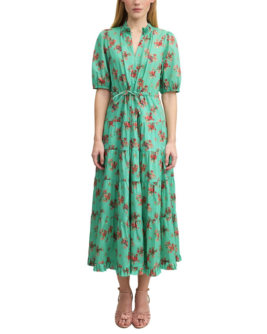 Lk Bennett Hedy Tiered Ruffle Tie Waist Cotton Dress