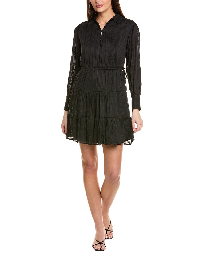 1.state Tiered Silk-blend Mini Dress In Black