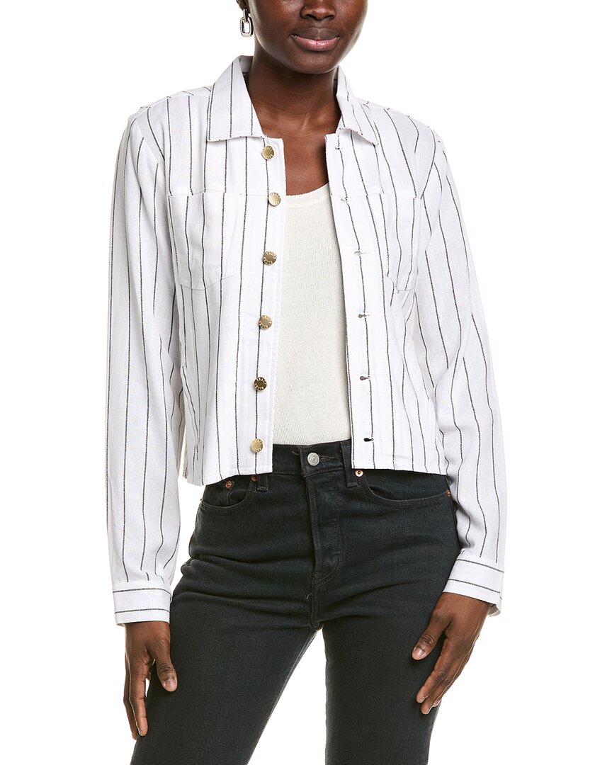 Ellen Tracy Linen-blend Crop Jacket In White