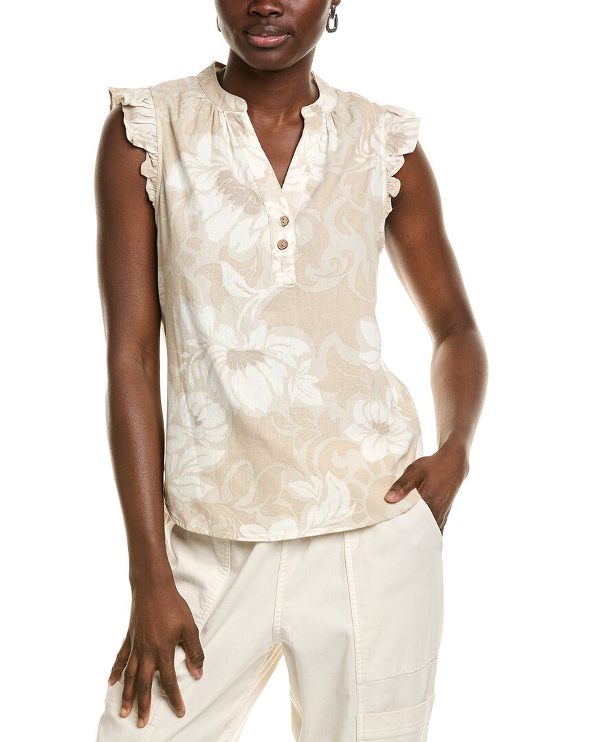 Ellen Tracy Flutter Sleeve Linen-blend Top