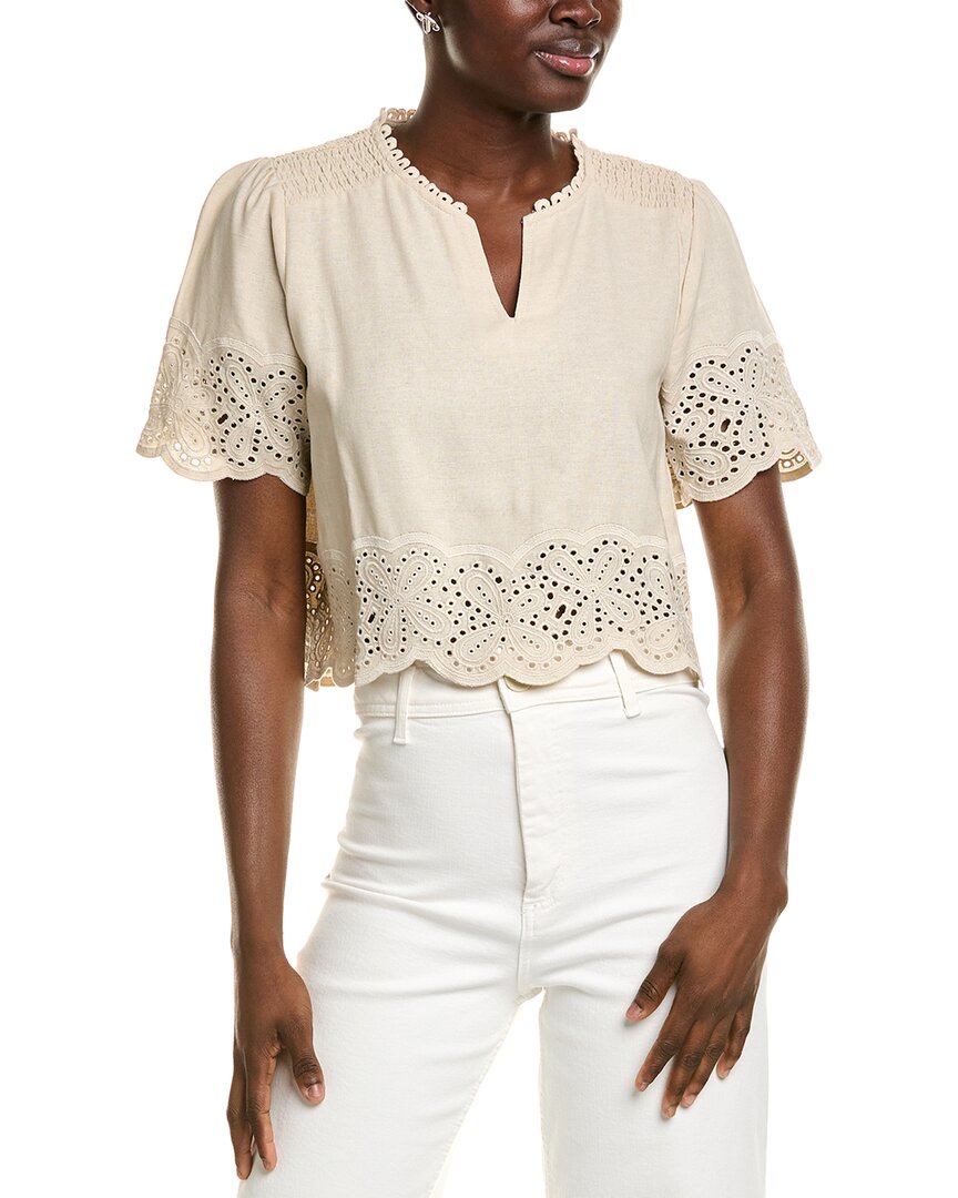 Ellen Tracy Linen-blend Shirt In Neutral
