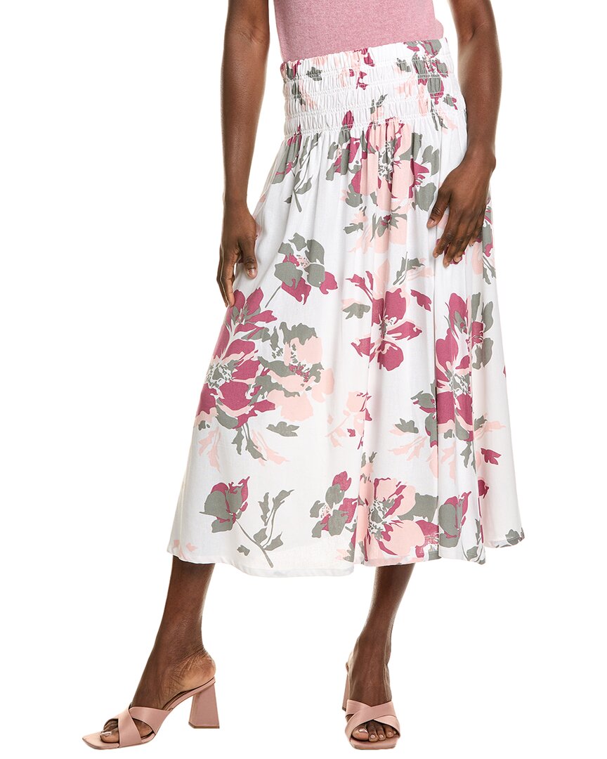 Ellen Tracy Smocked Waist Flared Midi Skirt In Multi