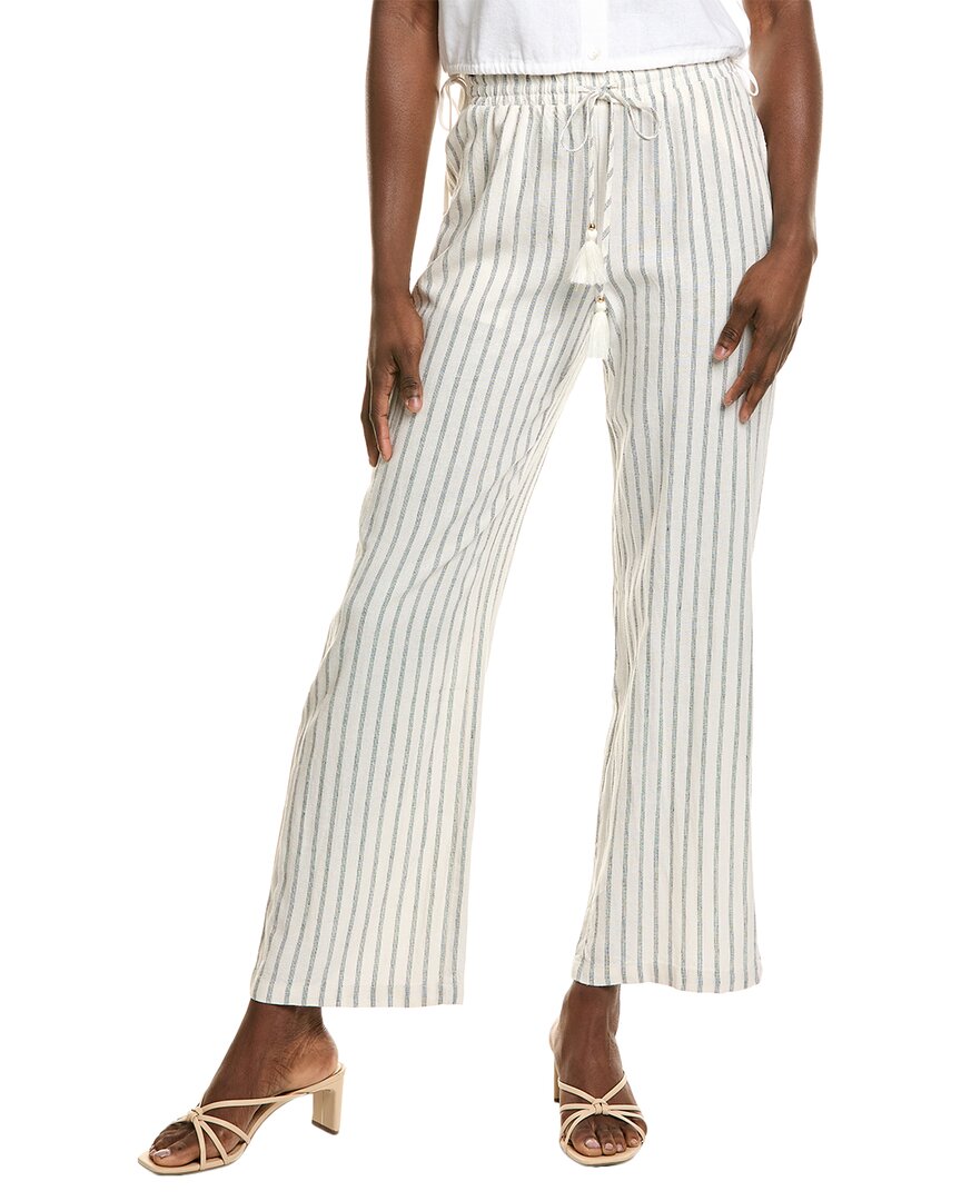 Ellen Tracy Wide Leg Linen-blend Pant In White