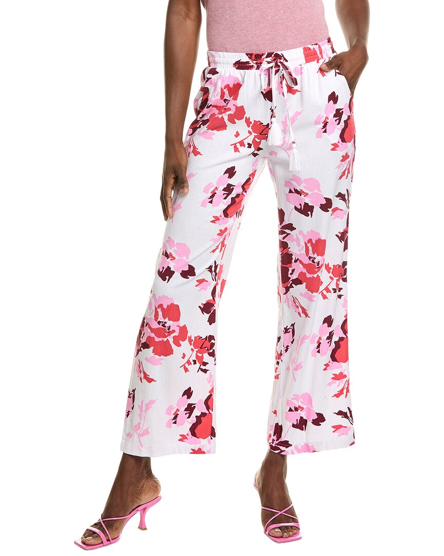 Ellen Tracy Wide Leg Linen-blend Pant In Multi