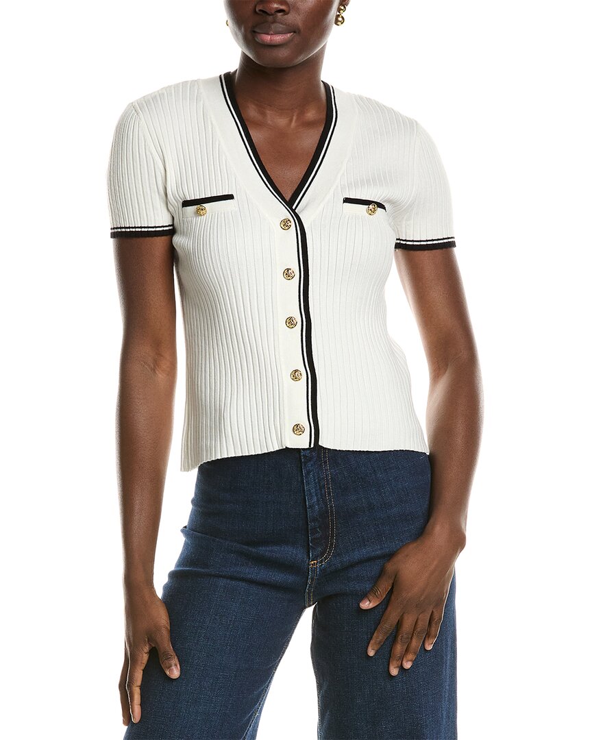 Nvlt Stripe Short Sleeve Crop Cardigan