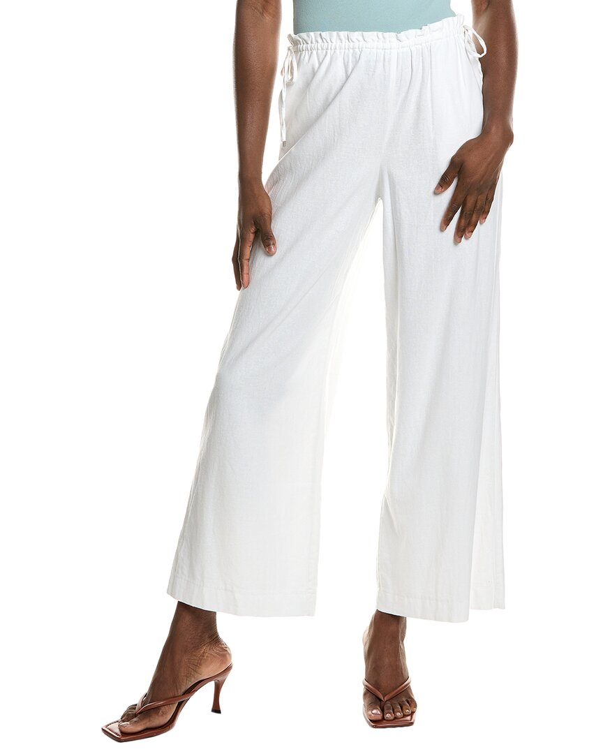 Nvlt Side Waist-tie Wide Leg Linen-blend Pant In White