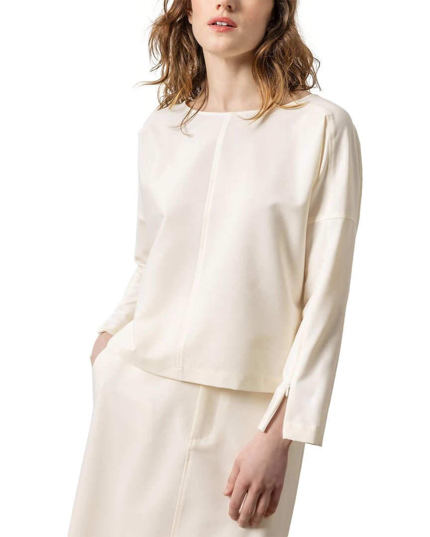 Lilla P Zip Detail Seamed Top In Winter White