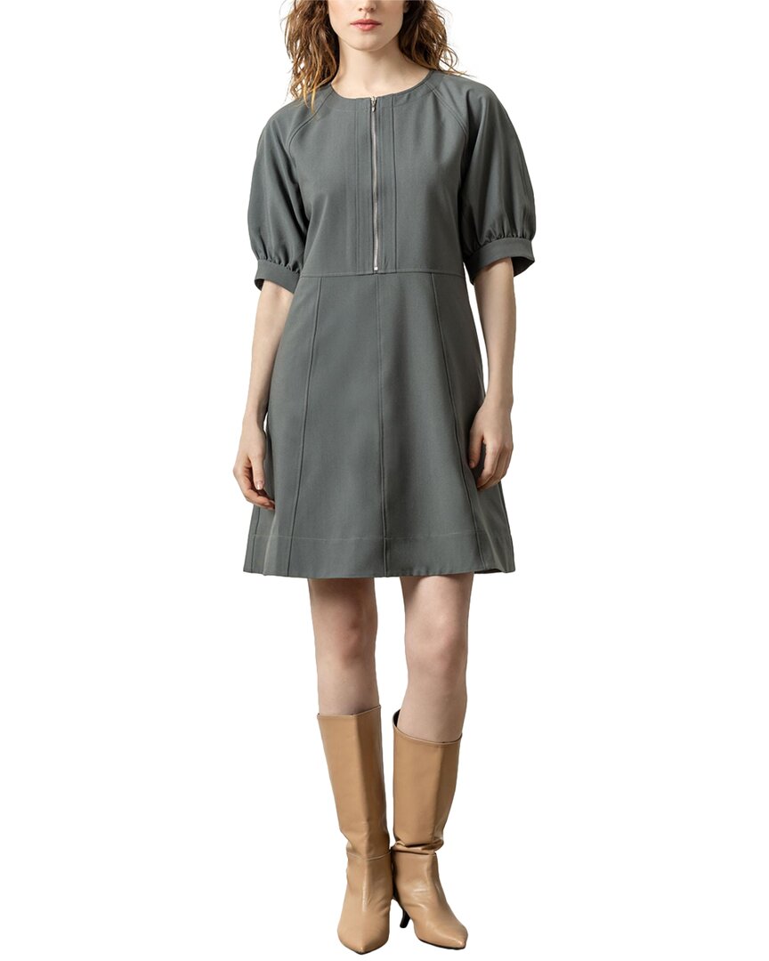Lilla P Zip Front Flared Dress In Slate
