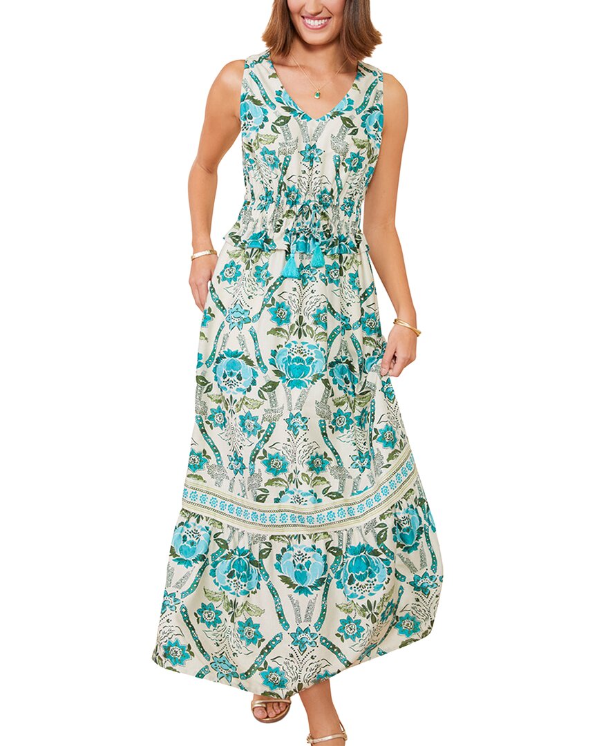 Spartina 449 Justine Linen-blend Midi Dress In Blue