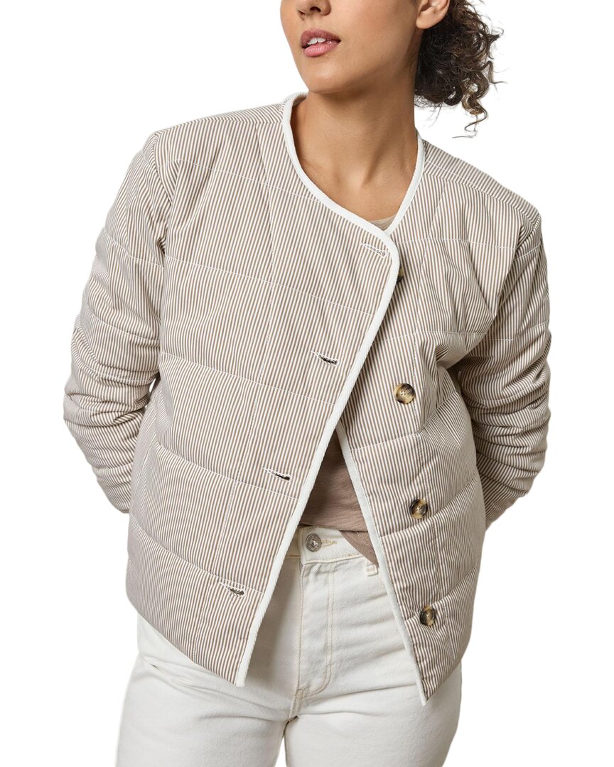 Lilla P Striped Collarless Jacket In Gray