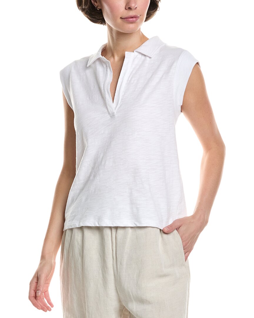 Lilla P Cap Sleeve Polo Shirt In White