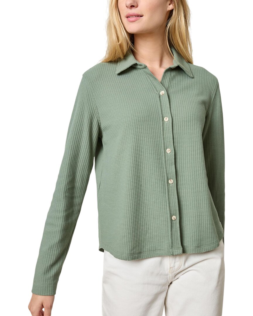 Lilla P Collared Button Down Shirt In Seagrass In Green