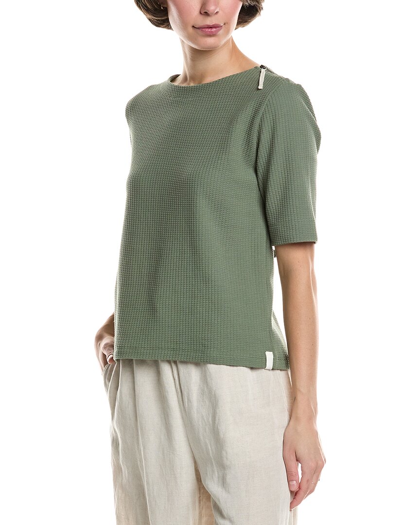 Lilla P Zippered Elbow Sleeve Crewneck Shirt