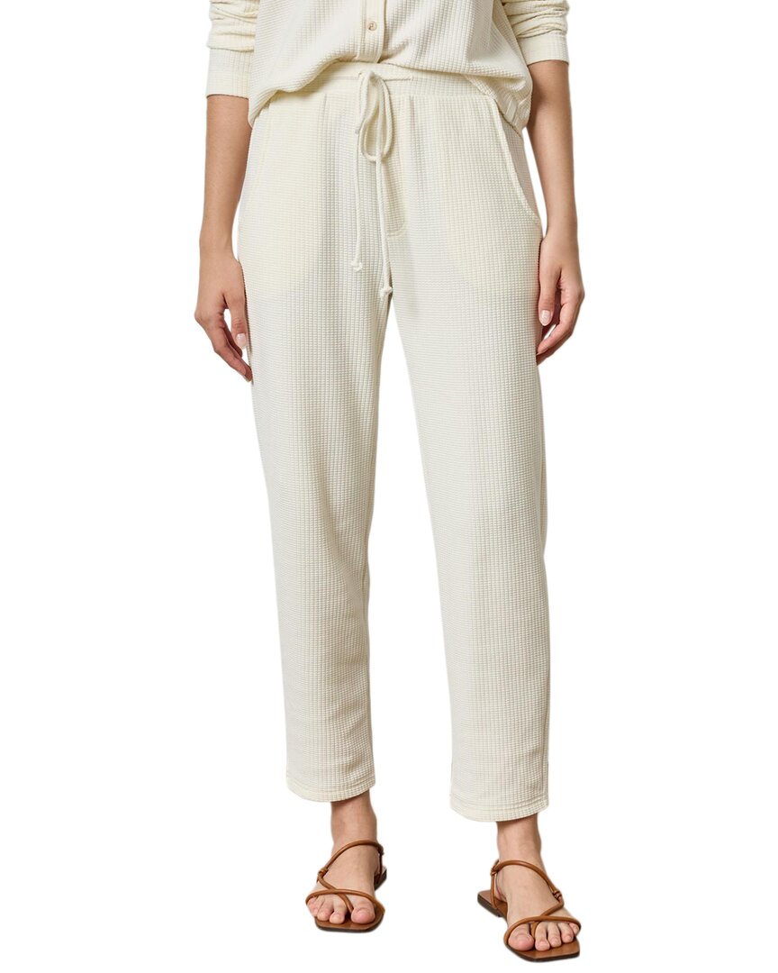 Lilla P Drawcord Waffle Pants In Ecru In White