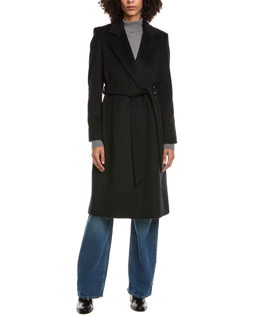 Sam Edelman Belted Wrap Wool-blend Coat In Multi