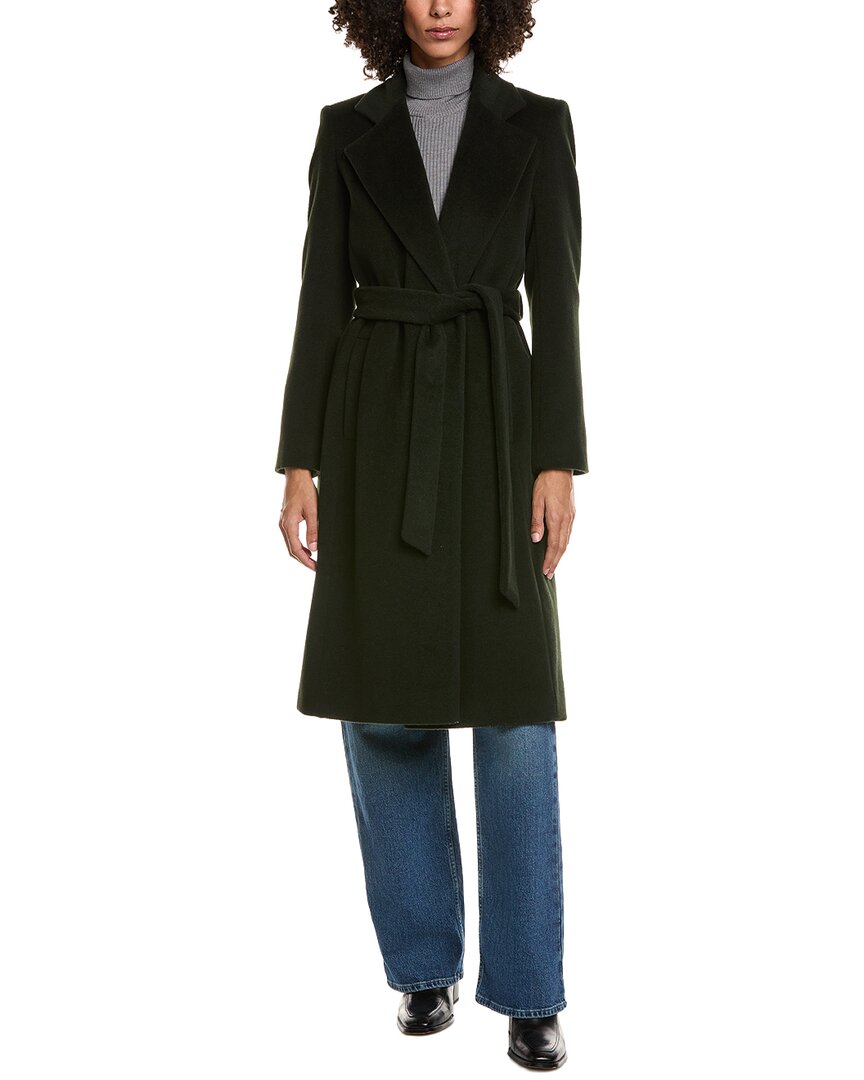 Sam Edelman Belted Wrap Wool-blend Coat In Green