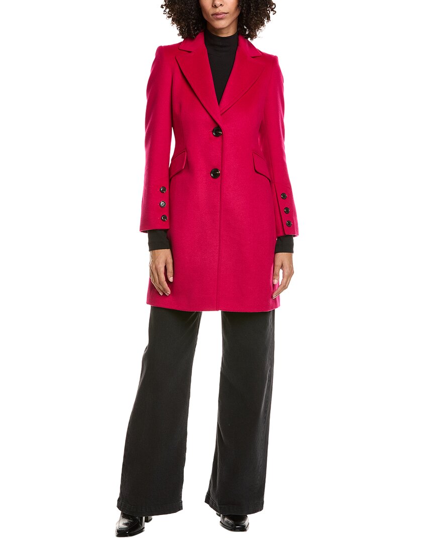 Sam Edelman Wool Blend Notch Collar Coat In Pink