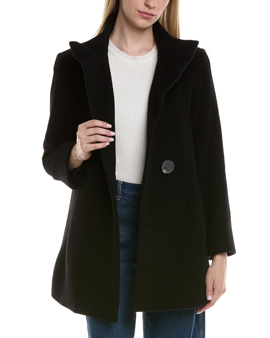 Fleurette Wool-blend Coat In Black