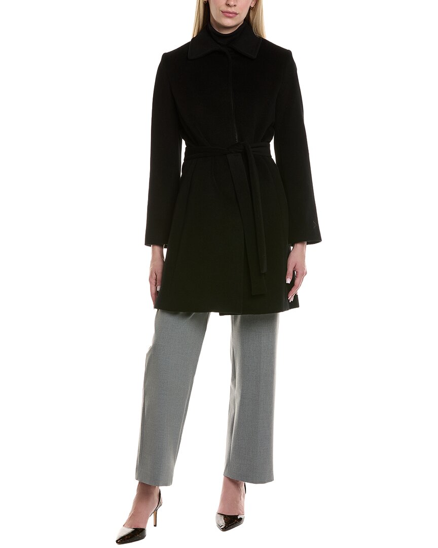 Fleurette Wool-blend Coat In Black